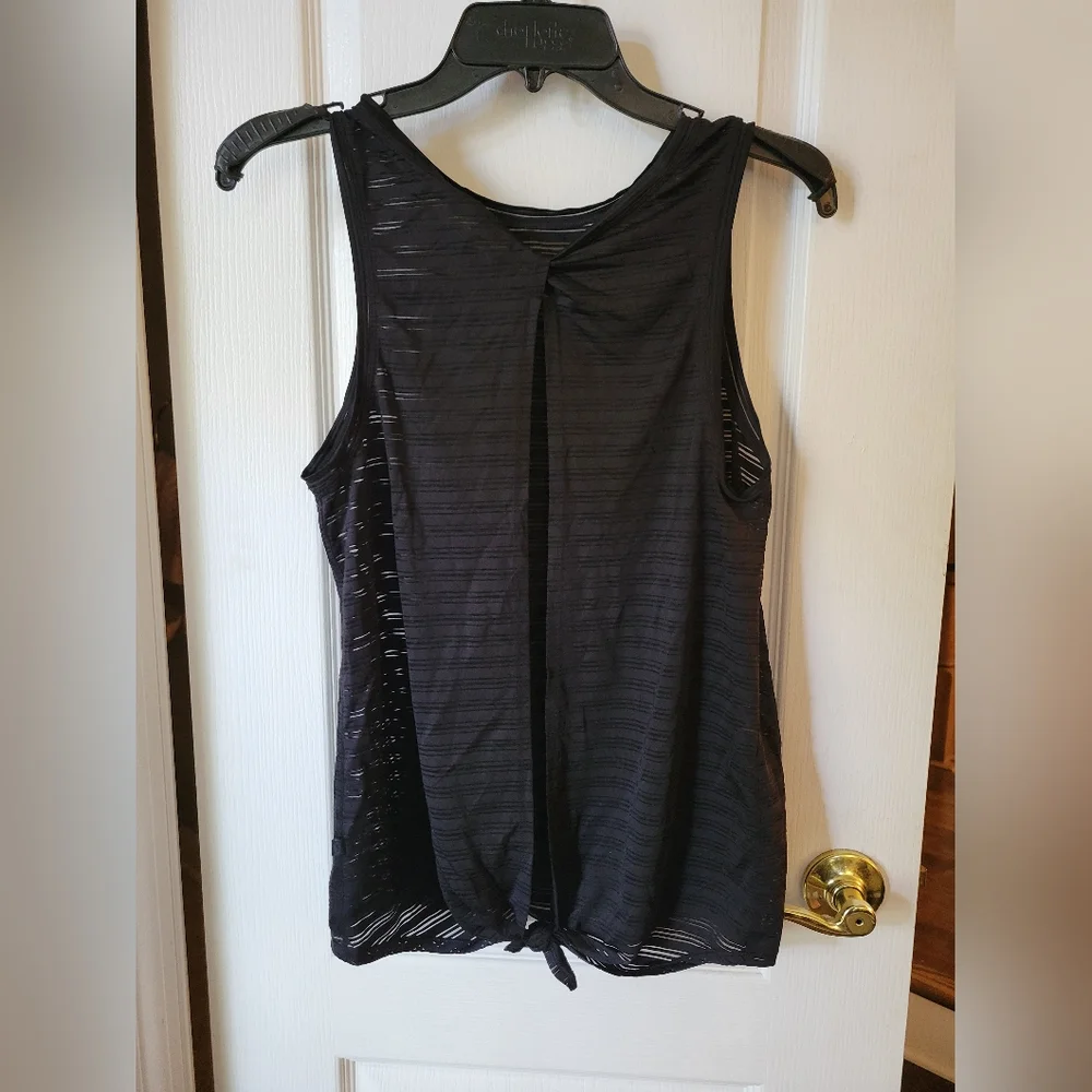 Lululemon Meet Halfway Tie Back Tank Top Black Size 6 Sheer Burnout